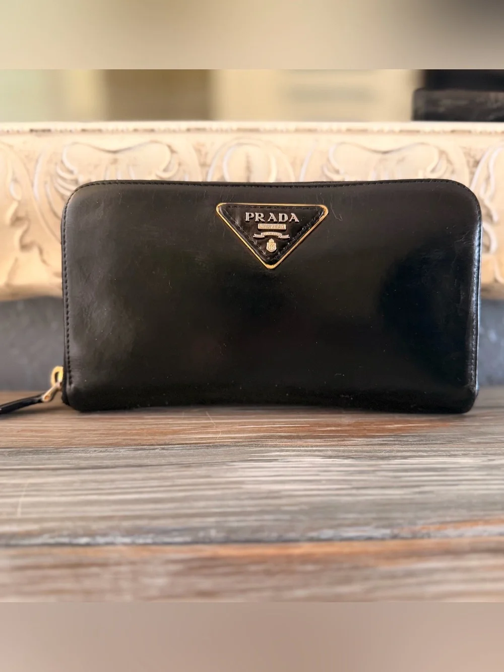 🥂HP🥂 Prada Black Zip Around Leather Wallet - Picture 10 of 14